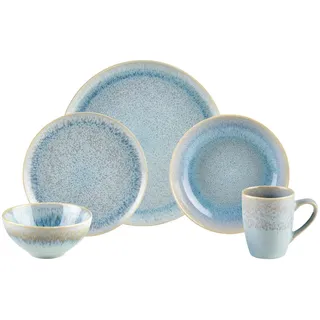 Novel Kombiservice , Blau , Keramik , 20-teilig , 360 ml , Lfgb , lebensmittelecht , Geschirr, Geschirrsets, Kombiservice