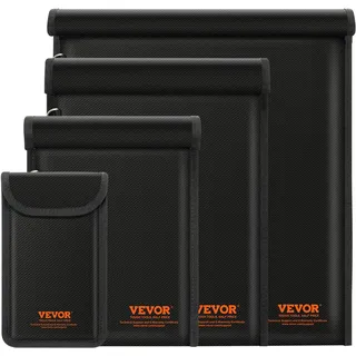 VEVOR 4 Stk. Faraday Taschen für Laptop (430 x 381 mm) Tablet (33 x 26 cm) Telefon (20 x 12 cm) Radio (27 x 20 cm), feuerfeste Signalblockierungshalterung, Faraday-Tasche zum Schutz vor Diebstahl