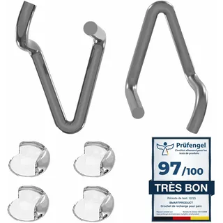 SmartProduct Ersatzhaken verzinkt für Laufgitter 2 Stück - kompatibel mit Geuther Laufstall, Höhenversteller, Bodenträger Haken und 4 x transparente Eckschützer - PVC Möbel