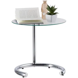 Relaxdays Kaffeetisch Silber Glas 46 x 70 cm