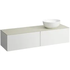 Laufen Il Bagno Alessi Schubladenelement, 1 Hahnloch, Steinplatte Calce Avorio, Ausschnitt rechts, 160x50x37cm, zu WT-Schale H81897 5, H431356097, Farbe: Perlbeige