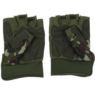 Create idea 1 Paar Fingerlose Motorradhandschuhe 21,6-22,9 cm Outdoor-Sporthandschuhe rutschfeste gepolsterte Halbfinger-Handschuhe für Radfahren Wandern Klettern Camouflage Grün