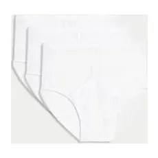 Mens M&S Collection 3er-Pack Mesh-Slips aus reiner Baumwolle mit StayNewTM - White, White, S