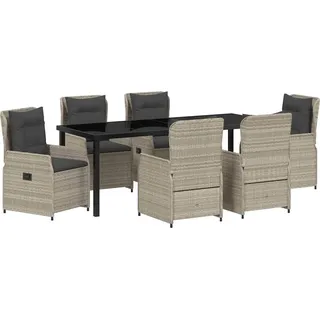 vidaXL Garten Essgruppe 7 pcs Hellgrau Poly-Rattan - Hellgrau