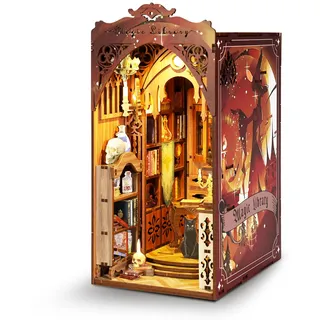 Silvadom Magic Library Book Nook Bausatz | DIY Miniatur-Bibliothek mit LED & Bewegungssensor | 168 Teile aus Holz | Book Nook Fantasy Diorama Kit zum Selberbauen | Geschenk für Buchliebhaber