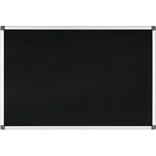 bi-silque Bi-Office Filztafel Maya, Mit Aluminiumrahmen, Schwarze Filzoberfläche, Zum Gebrauch Mit Pinnnadeln, Pinnwand, 90 x 60 cm