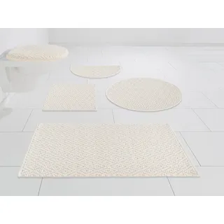 my home Badematte »Numan, Badvorleger, Badezimmer Teppich« Höhe 10 mm fußbodenheizungsgeeignet   strapazierfähig Rauten-Muster, Badteppich, auch als 3 teiliges Set erhältlich, beige