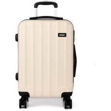 KONO Koffer Trolley Mittelgroß Hartschale ABS Reisekoffer Rollkoffer Suitcase (Beige, L)