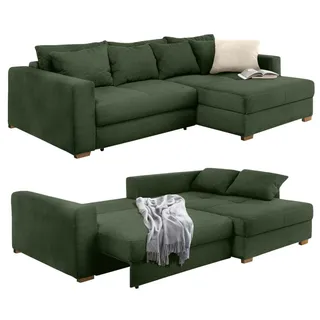 luma-home Eckcouch Cord 3-Sitzer Grün