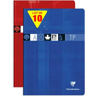 Clairefontaine 3167C - Packung mit 10 Heften, geheftet, ideal für wissenschaftlichen Fächer, DIN A4 21x29,7 cm, 40 Blatt, französische Lineatur 90g / blanko 125g, farbig sortiert, 1 Pack