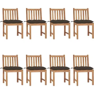 Gartenstühle 8 Stk. mit Kissen Massivholz Teak - Taupe, Bunt