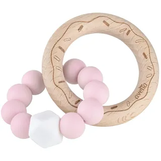 Jimmylee BEIßRING , Rosa, Weiß, Kernbuche , Holz, Kunststoff, Textil , Buche , massiv , 7x3x9 cm , BPA-frei, Fsc, Reach, EN 71 , Pflegen, Schnuller & Beißringe