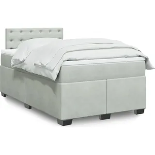 vidaXL Boxspringbett mit Matratze Hellgrau 140x190 cm Samt