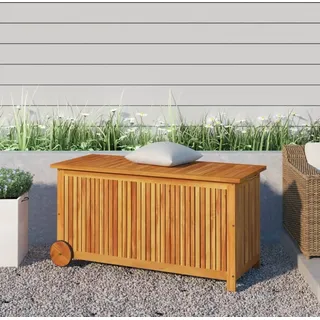 The Living Store Gartentruhe mit Rollen 113x50x58 cm Massivholz Akazie - Braun