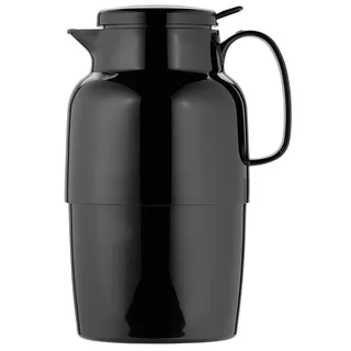 Helios Mondo Push Thermoskanne Schwarz 2 L - 6h heiß - Hält Getränke warm & kalt – Einhandbedienung mit Drucktaste – Große Einfüllöffnung