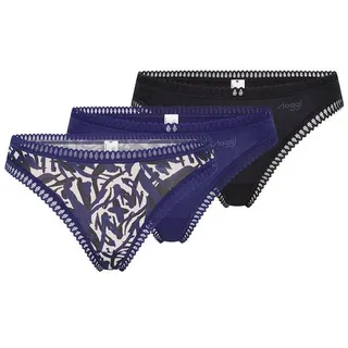 SLOGGI T-String 3er Pack GO Crush (Spar-Set, 3-St) String - Baumwolle - Atmungsaktiv - Komfortabel und atmungsaktiv blau|schwarz M