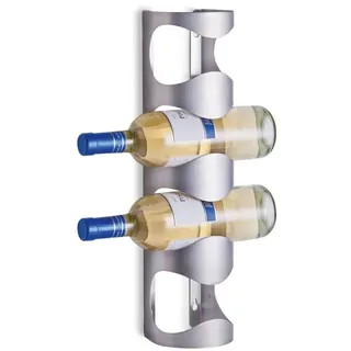 Flaschenregal ZELLER PRESENT, silber (silberfarben), B:11,5cm H:45cm T:9,8cm, Edelstahl, Regale, Flaschenregal, für 4 Flaschen