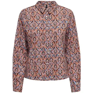 ONLY Damen Onlnova Life Elite L/S Maya Shirt Bluse, Red Orange/AOP:591 Soul, Medium