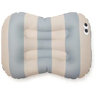 Noui Noui Aufblasbares Sitzkissen Kinder ab 2 Jahren Stripes Blue/Haze | Tragbare Sitzerhöhung, Rutschfeste Unterseite & Gurt, Ideal für Reisen, Restaurant & Zuhause, Inkl. Tasche