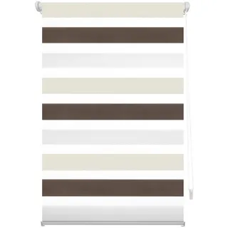 Decorblind | Doppellagiges Rollo ohne Werkzeug und ohne Bohren, Maße: Breite 67 x Länge 180 cm/Maße Stoff: 64 x 175 cm – Nacht- und Tageslichtrollo Cremebraun