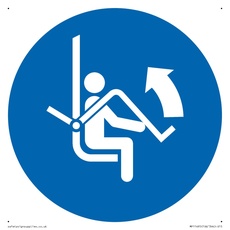 S15 Schild mit Aufschrift "Open safety bar of chairlift", 150 x 150 mm