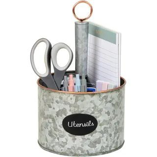 Mind Reader Utensilienhalter, Besteck-Organizer, Besteckhalter, verzinktes Metall, 16,5 cm L x 16,5 cm B x 26,7 cm H, Silber