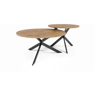 Feldmann-Wohnen Couchtisch Eiche, Holz, Rund,Rund, X-Form, 133x42x75 cm, Wohnzimmer, Wohnzimmertische, Couchtische