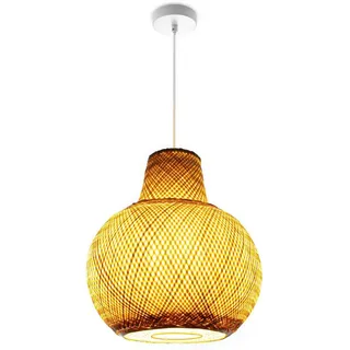 Paco Home Deckenlampe Bambus Hängeleuchte Boho Wohnzimmer Hängend Vintage E27 Natur Ess E27, braun