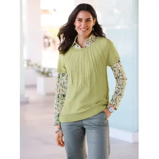 Pullunder INSPIRATIONEN "Pullunder", Damen, Gr. 50, grün (lindgrün, meliert), 50% Viskose, 28% Polyester, 22% Polyamid, meliert, Pullover Pullunder