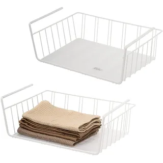 eluno Schrankkörbe 2er-Set, weiß , Weiß , Metall , 41x14x26 cm , Kleinmöbel