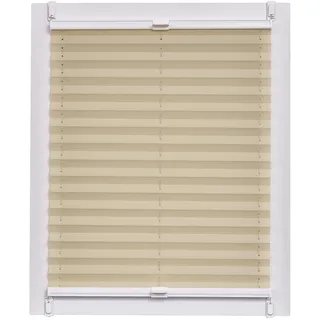 Sunlines Plissee Made in Germany, Tageslicht, Crepes Uni Klemmfix, Weisse Schiene, 70 x 150 Plissee, Stoff, Sand, 70 x 2.3 x 150 cm, 1 Einheiten