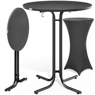 Stehtisch Grau 110x70cm + Husse Grau Ø70cm