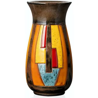 FELISTEYA Bunte handgemachte Keramikvase 21 cm – Moderne Design Blumenvase aus Steingut, Statement Deko-Vase im Retro-Modern Stil für Wohnzimmer, handgefertigtes Geschenk