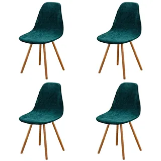 Highdi Stuhlhussen 4er Set, Strech Samt Stuhlhussen Skandinavisch Grün Abnehmbare Universal Stuhlbezug Waschbarer Chair Cover Stuhlabdeckung Elegante Esszimmer