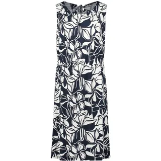 Sommerkleid BETTY BARCLAY "Sommerkleid mit Rundhalsausschnitt", Damen, Gr. 42, EURO, blau (dunkelblau, weiß), Obermaterial: 95% Viskose CV. 5% Elasthan EL., Kleider Sommerkleid