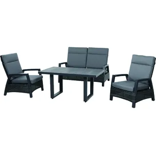 Siena Garden Taranto Lounge Set 4-tlg. Aluminium/Geflecht Anthrazit/Grau inkl. Kissen