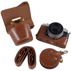 MUZIRI KINOKOO ZFC Tasche, PU-Leder Schutzhülle Kompatibel mit Nikon ZFC/Z FC und 16-50 mm f/3.5-6.3 oder 28 mm f/2.8 SE Objektiv mit Verstellbarer Schultergurt - Kaffee