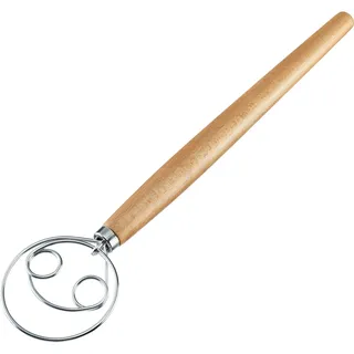 Westmark Dänischer Schneebesen Woody – Der Schneebesen ist ideal zum Mischen von Brotteig, Sauerteig, Pizza- und Rührteig, praktisches Brotbackzubehör – Edelstahl, Buchenholz