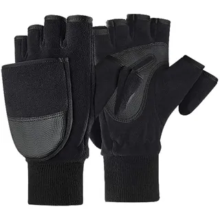 AfinderDE Herren Winter Polar-Fleece Halbfinger Handschuhe Touchscreen Handschuhe Multifunktional Winterhandschuhe Thermal Warm Fäustlingehandschuhe Fingerhandschuhe Fingerless Handschuhe mit Flip Top