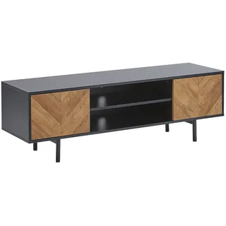 Beliani Salina TV-Lowboard 140x45 cm Hellbraun/Schwarz Holzwerkstoff