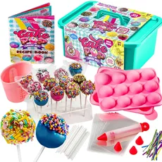 GirlZone Cake Pop Craze Kit, 80-teiliges Lustiges Backset für Kinder von 10-12 mit Leckeren Kuchen-am-Stiel Rezepten & Backzubehör, Geschenke für Kinder & Weihnachts-Cake-Pop-Set