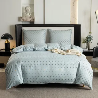 Cotton Market Bettwäsche – Bettwäsche-Sets 3 Teilig – Bettbezug 155x200 cm und 2 Kissenbezüge 70x80 cm – Punkte