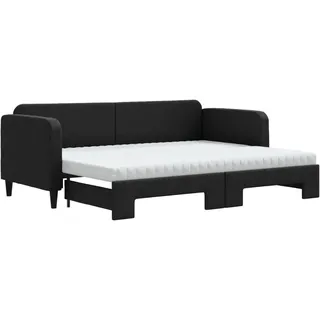 vidaXL Tagesbett Ausziehbar mit Matratzen Schwarz 80x200 cm Stoff - Schwarz