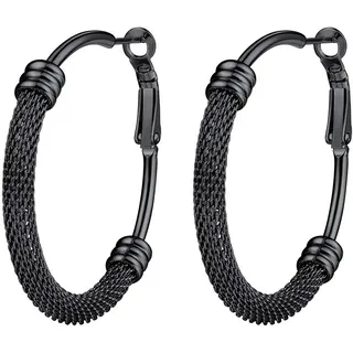 PROSTEEL Creolen edelstahl Damen Huggie Kreolen silber/gold/Schwarz Hoop Klappcreolen Ohrschmuck für Frauen Mädchen 25/30/40/60/70/80 mm Groß Kreis Ohrringe Accessoire