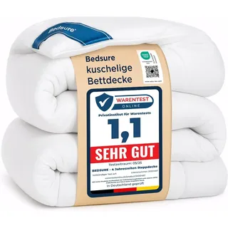 BEDSURE Bettdecke 155x220 Ganzjahresdecke Steppdecke - Bettdecke 155x220cm 4 Jahreszeiten Bettdecken - Oeko-TEX Zertifiziert 300GSM Weiß, Weiche Warm Duvet Schlafdecke für Allergiker