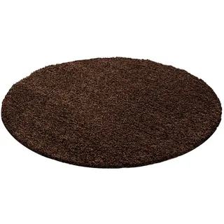 Novel Hochflorteppich , Braun , Textil , Uni , rund , Oeko-Tex® Standard 100 , für Fußbodenheizung geeignet, schmutzabweisend, für Hausstauballergiker geeignet, lichtunempfindlich, antistatisch, pflegeleicht, strapazierfähig, leicht zusammenrollbar , Teppiche und Böden, Teppiche, Runde Teppiche