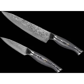 Messer Set Damast 2-tlg Kochmesser - Kleines Obstmesser
