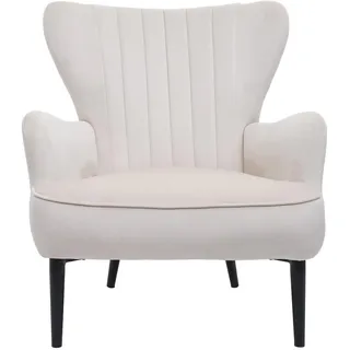Mendler Lounge-Sessel HWC-K37, Cocktailsessel Polstersessel Sessel, Samt (280g/m2) ~ creme-beige