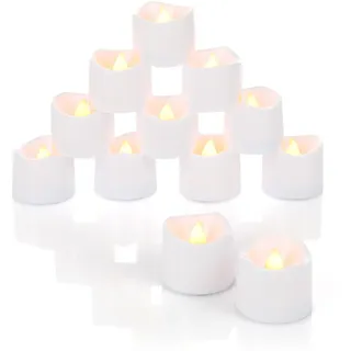 Nordstern LED Teelichter Warmweiß 12er Pack - Flackernde elektrische LED Kerzen - Batteriebetrieben mit Timer 6 Stunden an und 18 Stunden aus