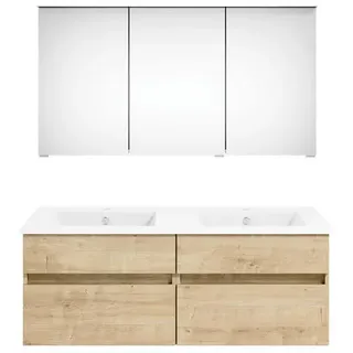 Puris Badezimmer , Eichefarben , Holzwerkstoff , 2 Schubladen , 120 cm , Goldenes M, Made in Germany , hängend , Badezimmer, Badmöbelsets & Badmöbelserien, Badmöbel-Sets